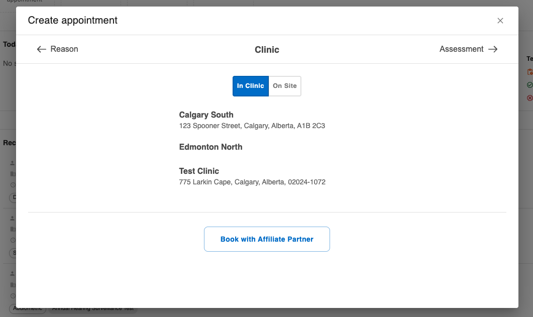 OccuHealthSoft assessment selection step for group booking